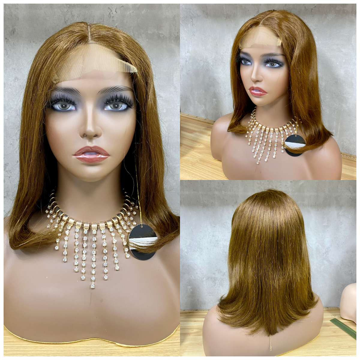 Brown Remy Human Hair Staight Bob Wig