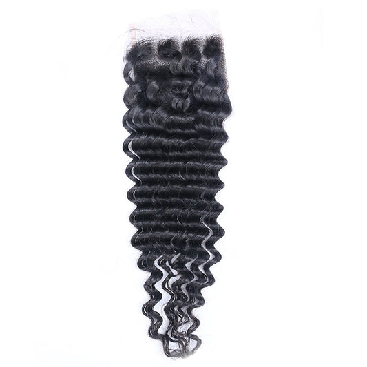 Deep Wave Remy Human Hair 4x4 Vetersluiting Natuurlijk Zwart