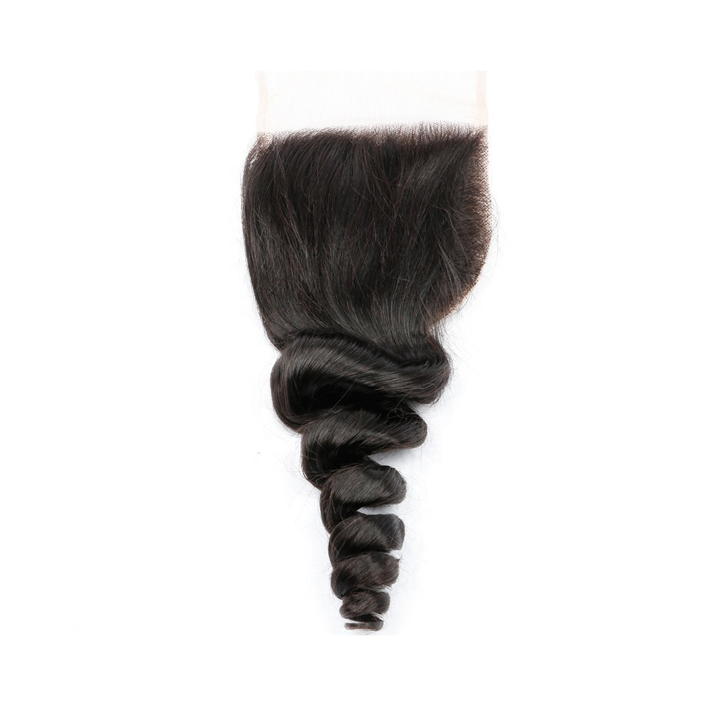 Loose Wave Remy Human Hair 4x4 Vetersluiting Natuurlijk Zwart