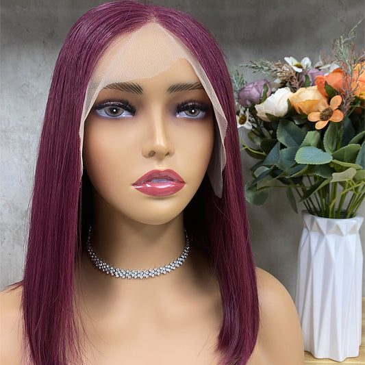 Special Wine Straight Virgin Hair 13x4 Lace Frontal Wig