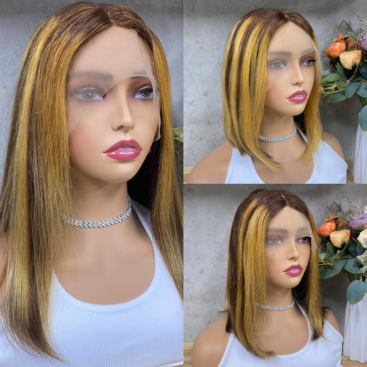 Speciale piano Remy Human Hair Straight T-part frontale pruiken