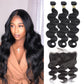 Body Wave Virgin Human Hair 3 Bundles With 13x4 Lace Frontal Natural Black
