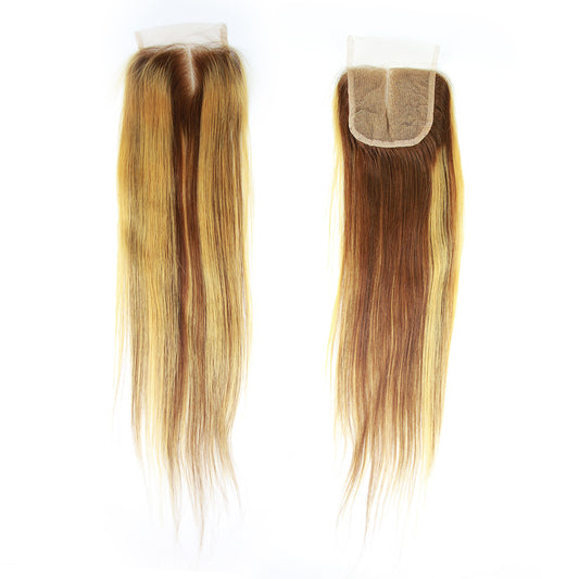 4/27# Straight Fumi Hair 4x4 Lace Closure Noir naturel