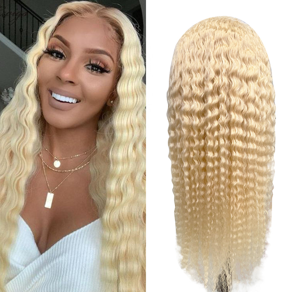 Blond 613# Deep Wave 13x4 Lace Frontal Wig