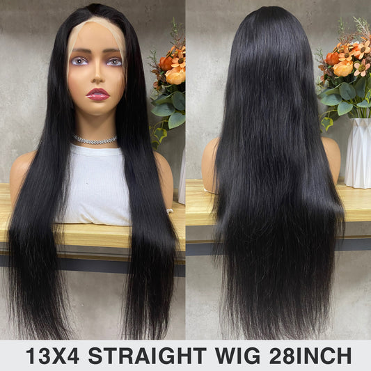 Nature 13x4 Lace Frontal Remy Human Hair Straight Long Hair Pruiken