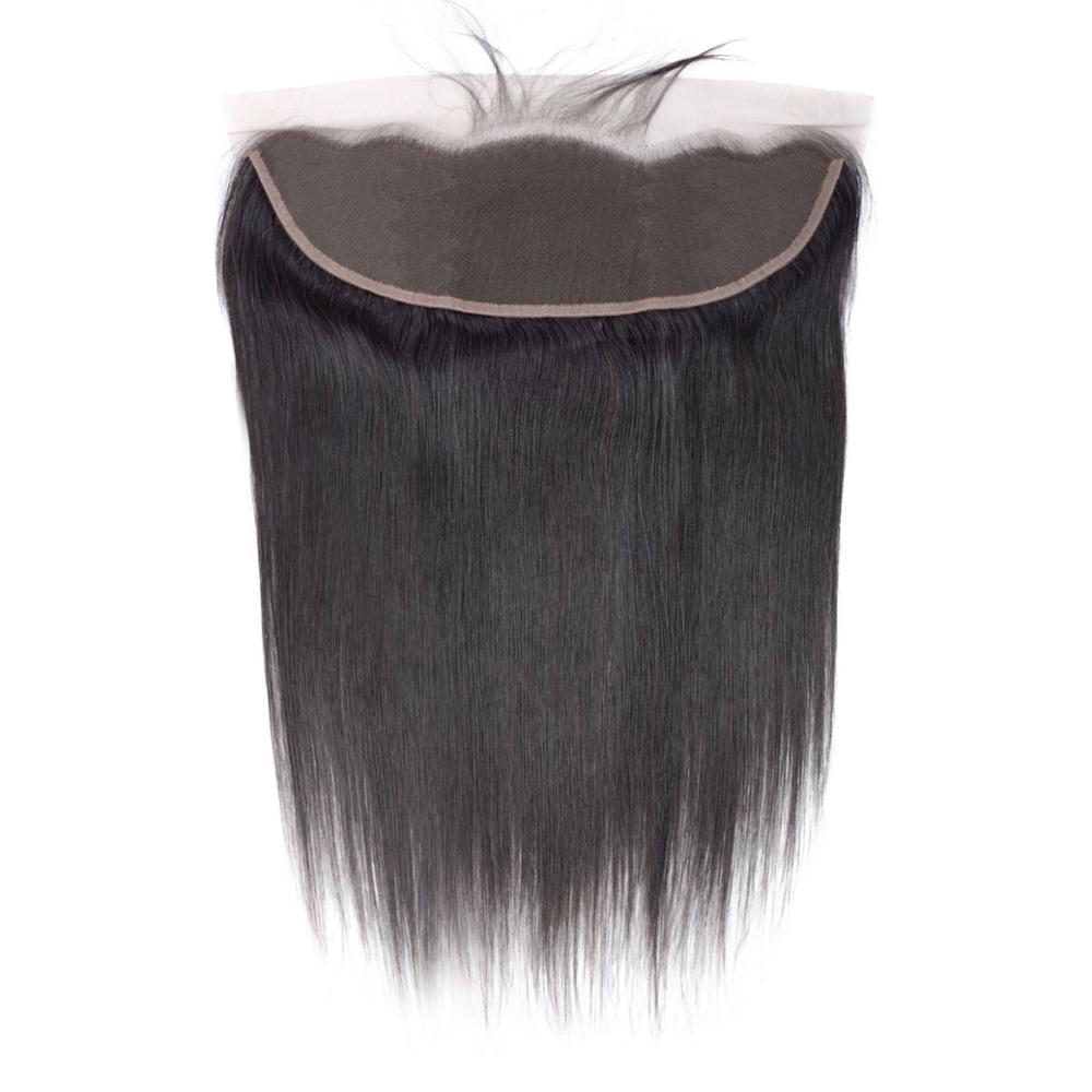 Straight 100% Human Hair 13x4 Lace Frontal Natural Black