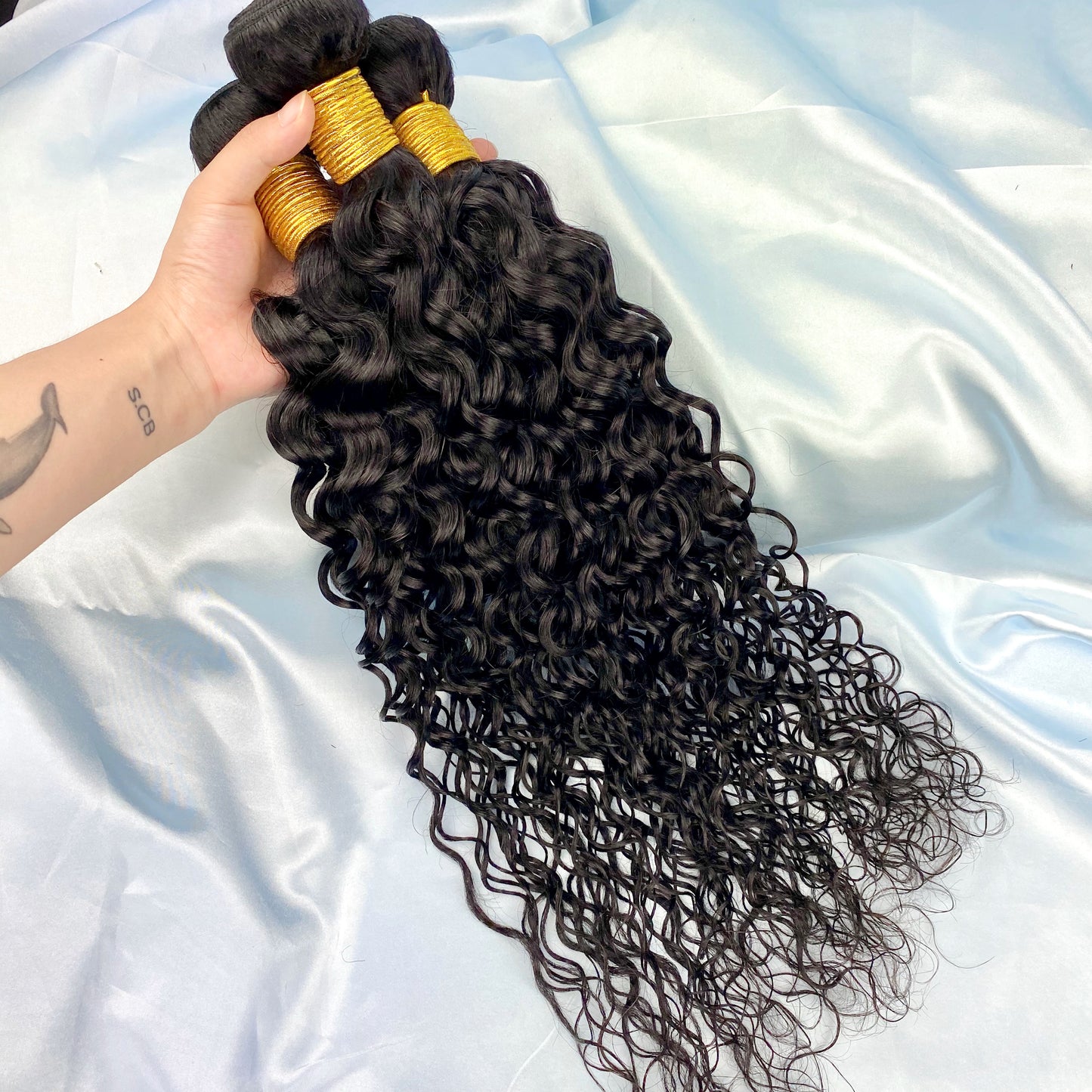 Water Wave 100% Human Hair 3 Bundles Natural Black