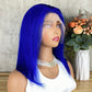 Special Remy Human Color Hair Staight Navy Blue Bob Wig
