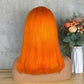 Special Remy Human Color Hair Staight Orange Bob Wig