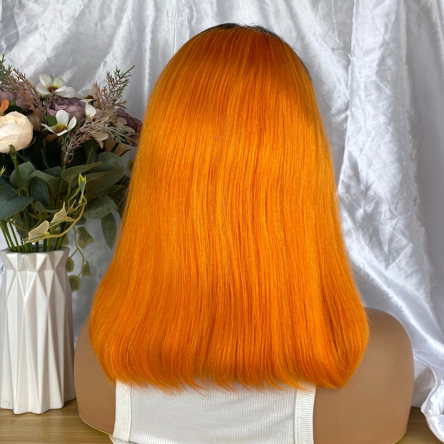 Special Remy Human Color Hair Nature/Orange Bob Wig