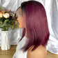 Special Remy Human Color Hair Nature/Burgundy Bob Wig