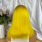 Special Remy Human Color Hair Yellow Bob Wig