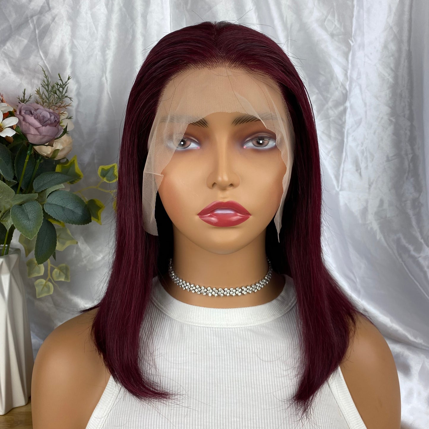 Special Remy Human Color Hair Burgundy Bob Wig