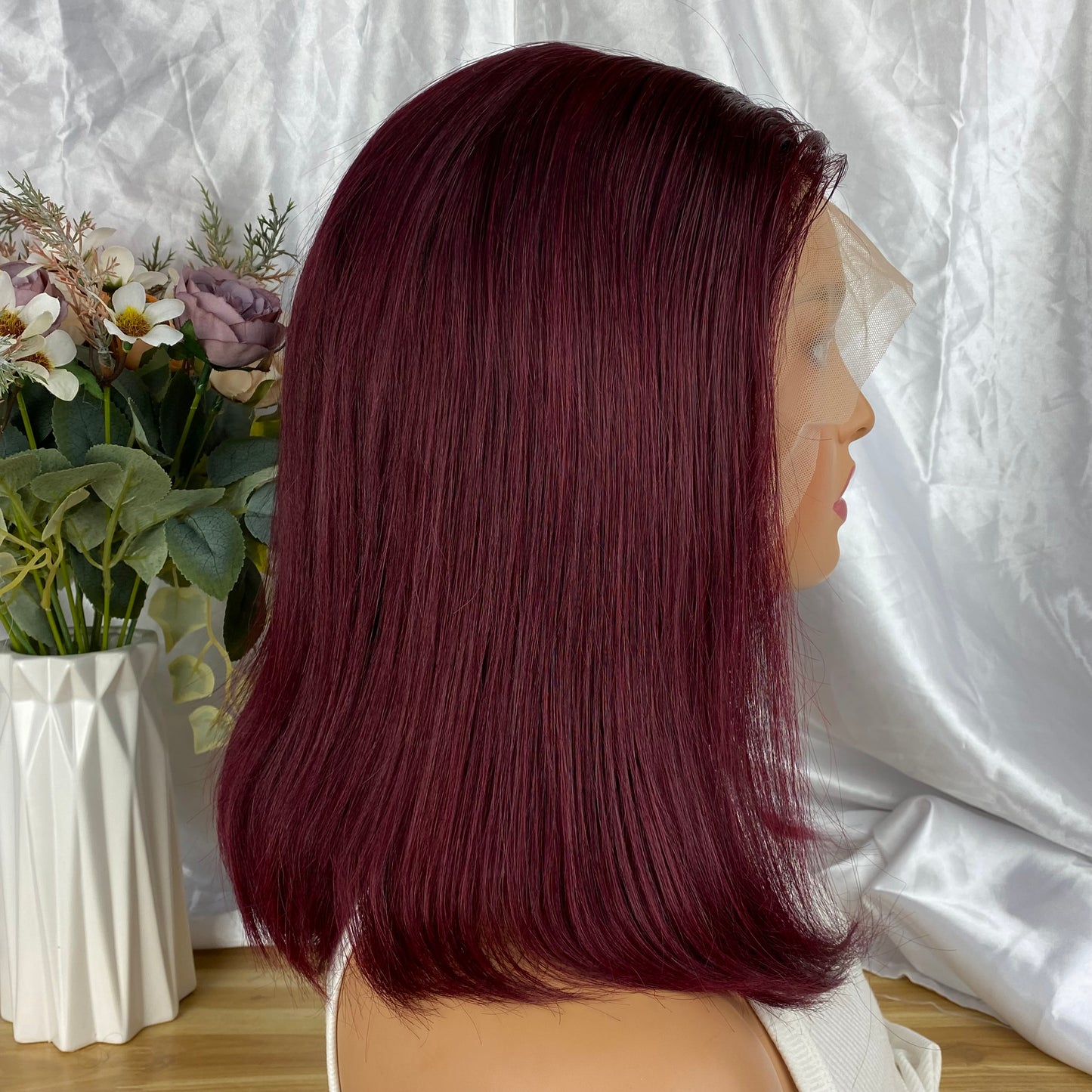 Special Remy Human Color Hair Burgundy Bob Wig