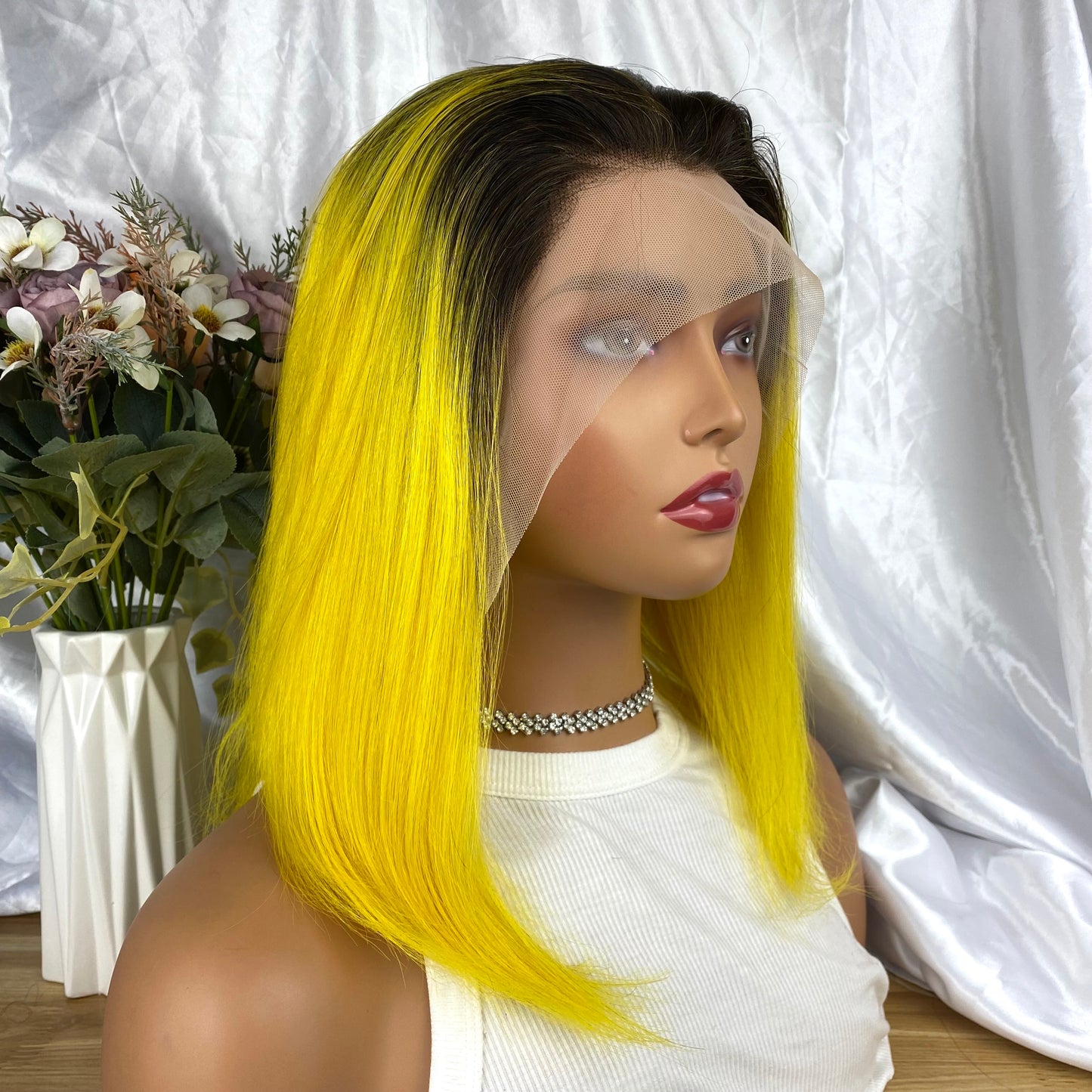 Special Remy Human Color Hair Nature/Yellow Bob Wig