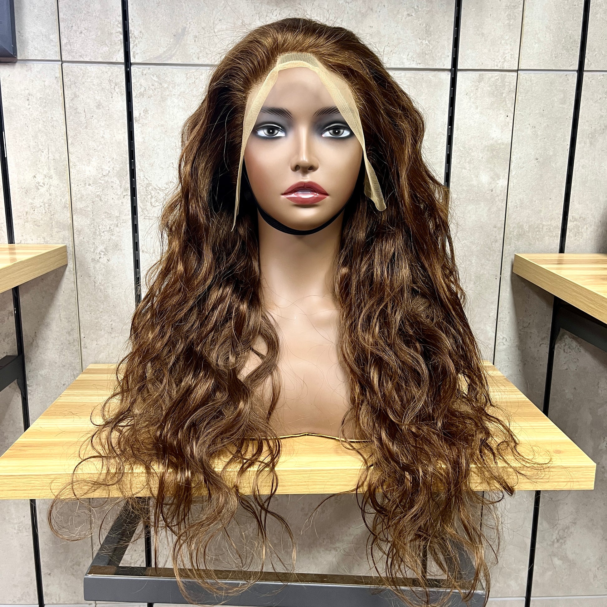 Perucas de cabelo humano virgem real liso de seda 33 x 2 cm realce