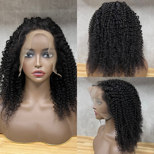 Natur 13 x 4 Lace Remy Echthaar Kinky Curly Frontal Perücken