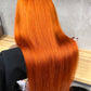 P350 Orange 4x4 Lace Remy Human Hair Straight Closure Wigs