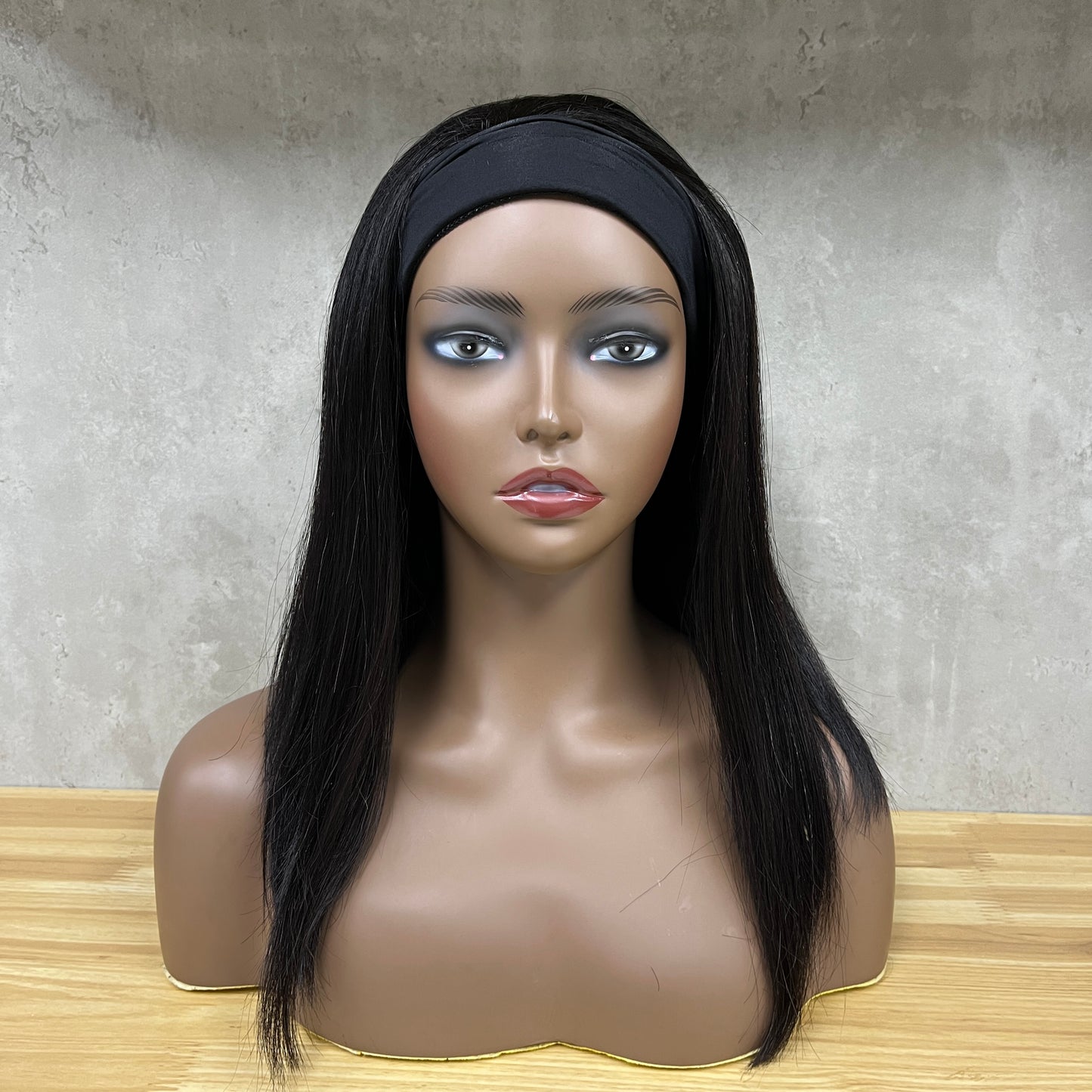 Naturremy-Echthaar-Perücke mit geradem Stirnband