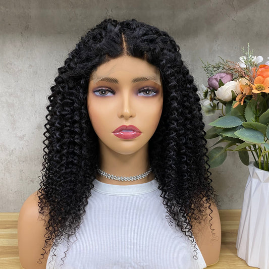 Nature 4x4 Lace Remy Human Hair Afro Krullende Pruiken