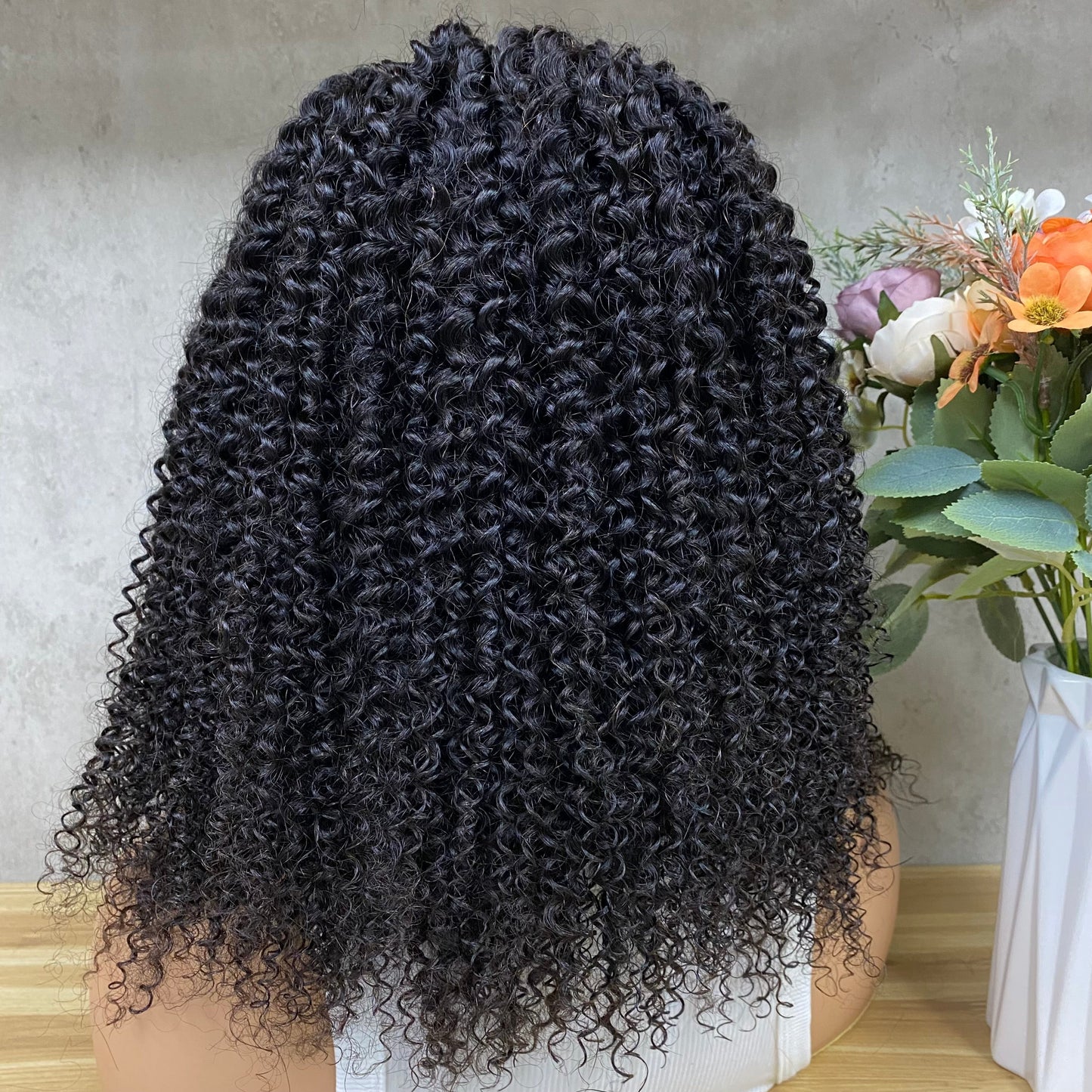 Nature 4x4 Lace Remy Human Hair Afro Krullende Pruiken