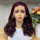 Wine 13x4 Lace Remy Human Hair Bouncy Curly Wigs