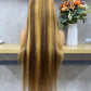 Piano 13x4 Lace Frontal Remy Human Hair Straight Long Hair Wigs