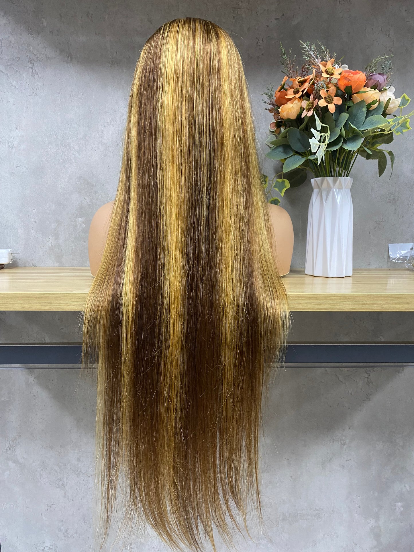 Piano 13x4 Lace Frontal Remy Human Hair Straight Long Hair Pruiken