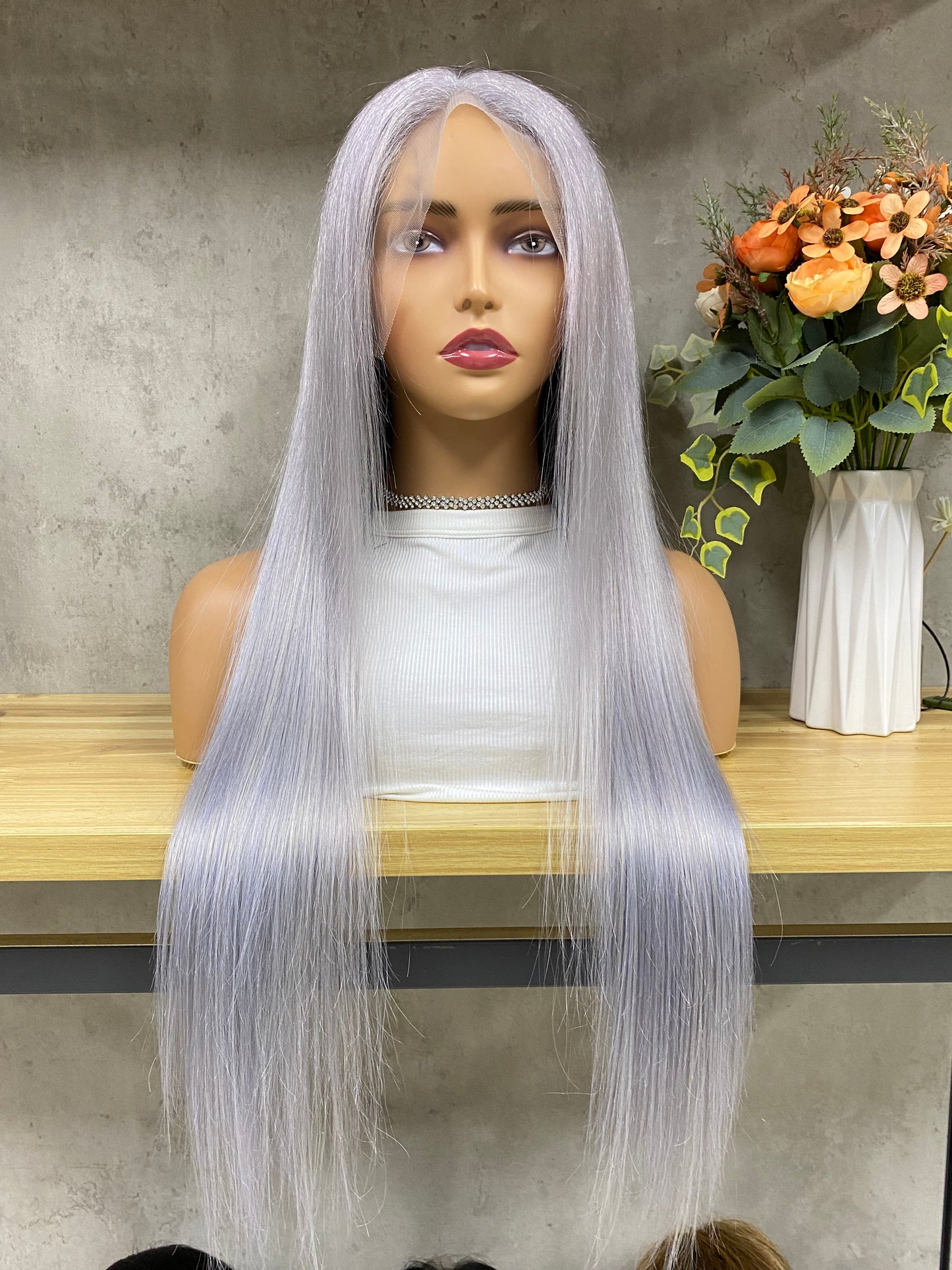 Moonlight Grey 13x4 Lace Frontal Remy Human Hair Straight Hair-pruiken