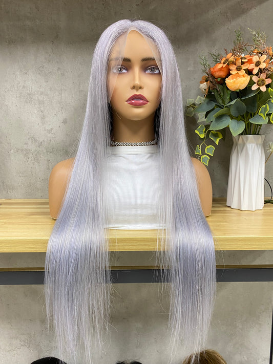 Moonlight Grey 13x4 Lace Frontal Remy Echthaar Perücken für glattes Haar