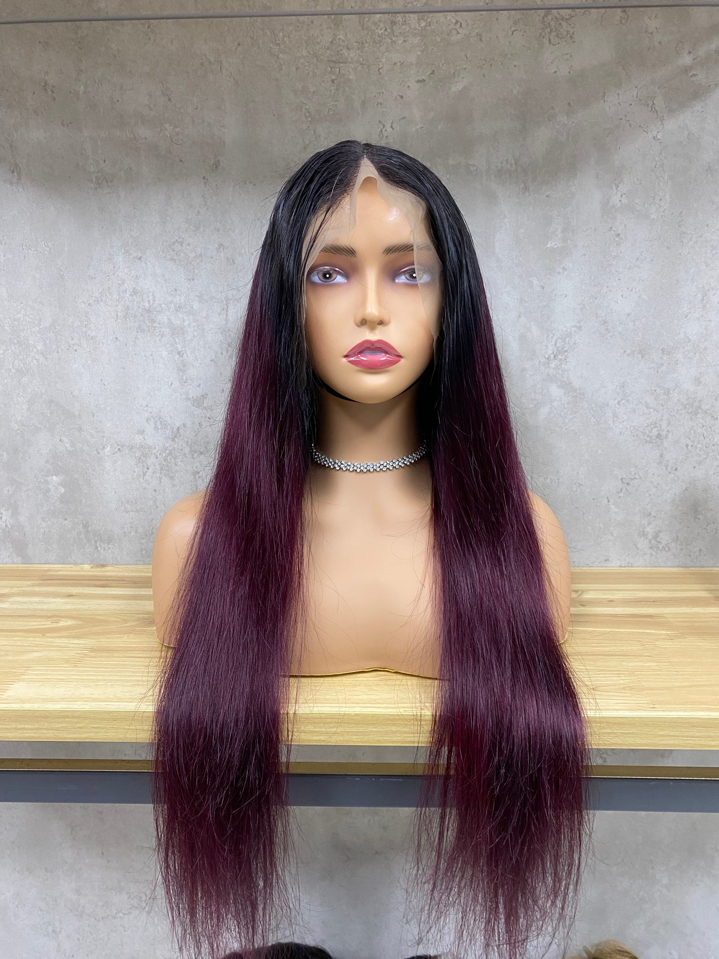 Hoge kwaliteit Omber Bourgondië Remy Human Hair 13x4 Lace Frontal Straight Long Hair Wigs