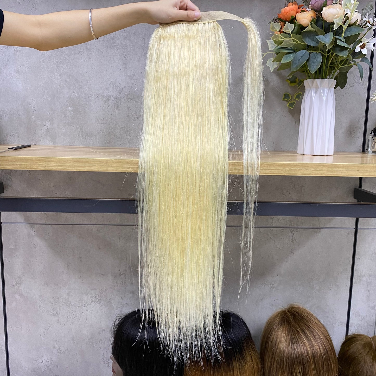 Blonde Straight Remy Human Ponytail Hair