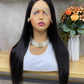 Nature Black Straight 13x4 T-Part Lace Frontal Remy Human Hair Wig