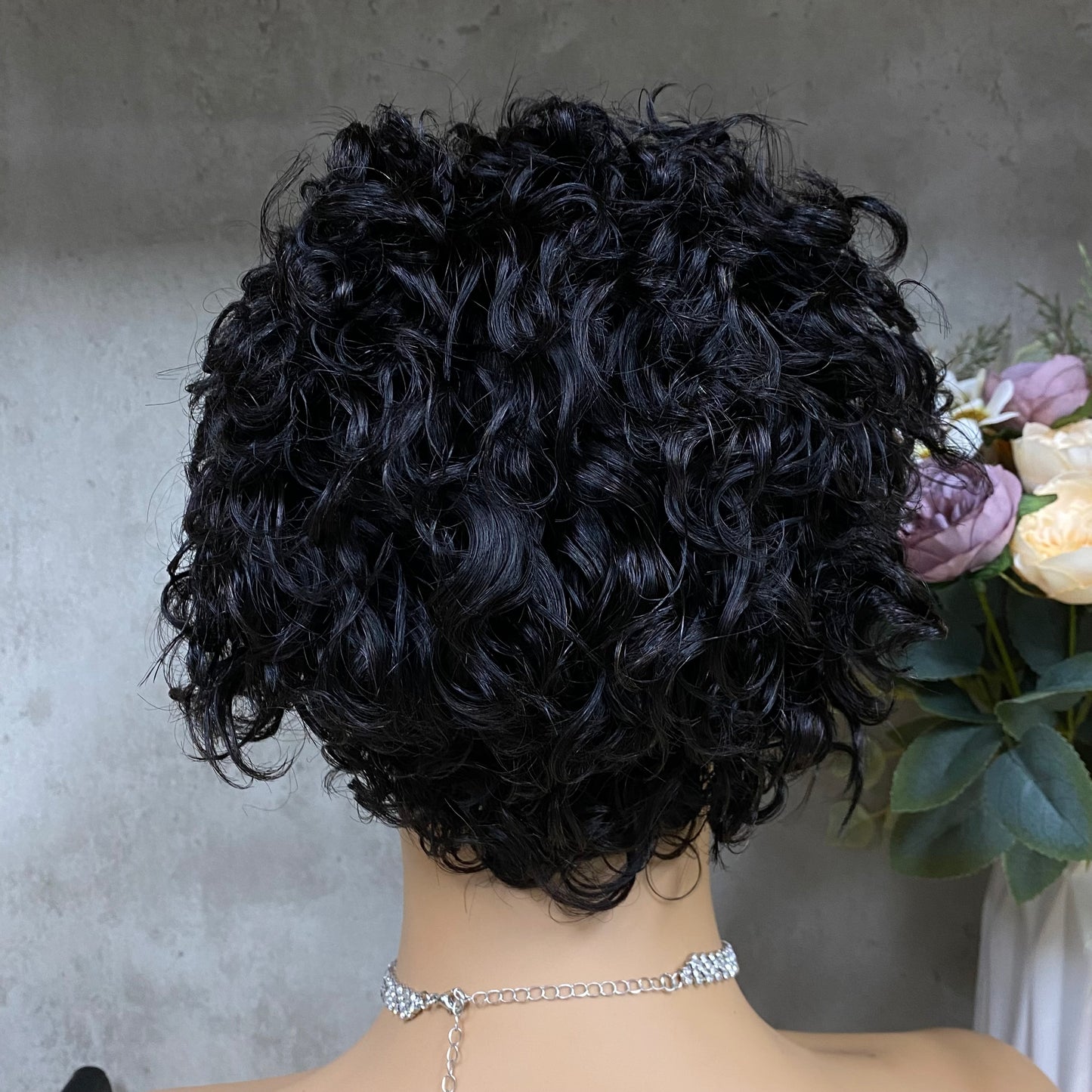 Special Texture Remy Human Hair Pixie Curly Short Hair Wig（Add Headband）