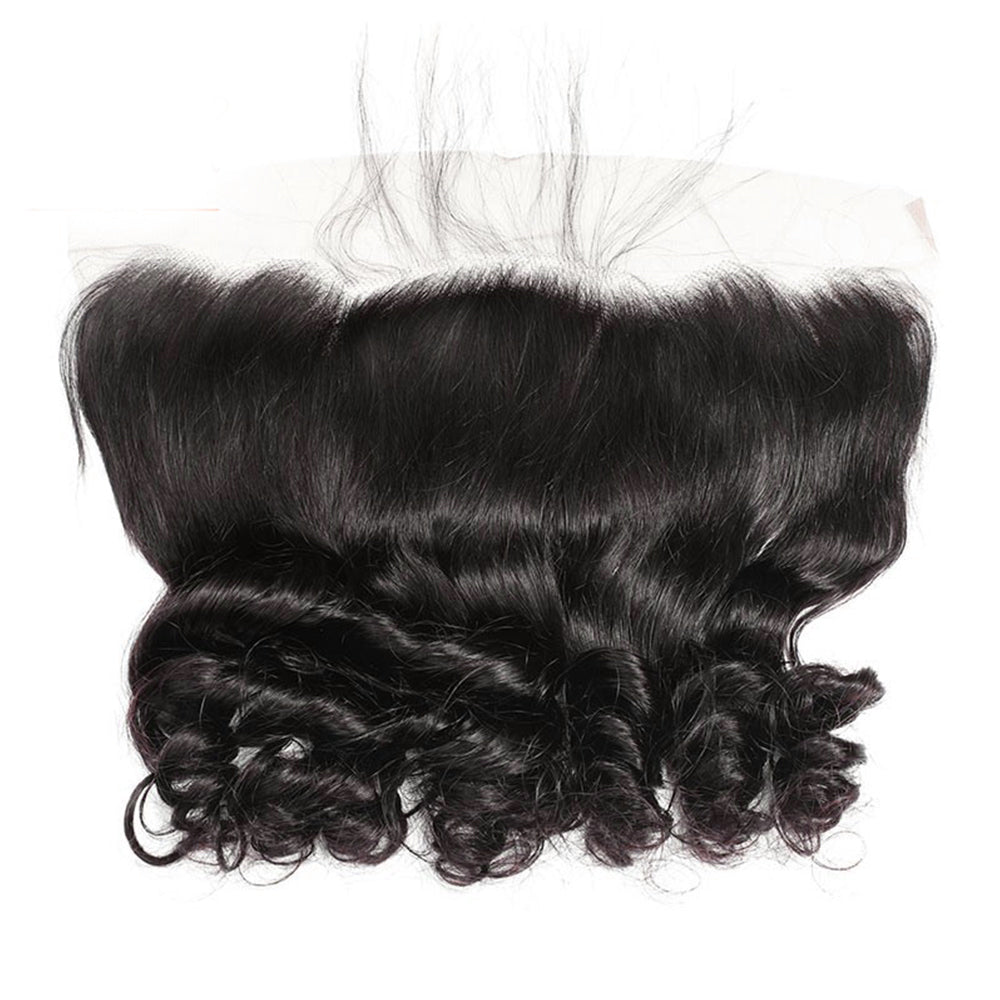 Loose Wave 100% Human Hair 3 Bundles With 13x4 Lace Frontal Natural Black