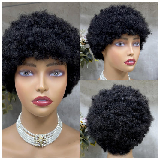 Special Texture Remy Human Hair Afro Curly Hair Wig