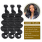Body Wave 100% Human Hair 3 Bundles With 13x4 Lace Frontal Natural Black