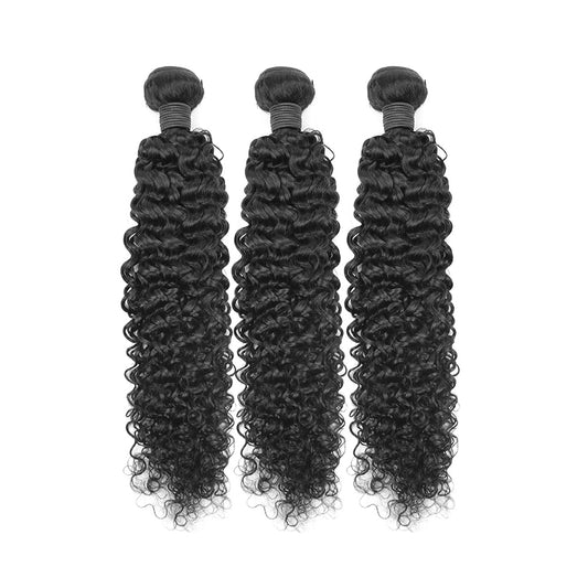 Kinky Krullend Remy Human Hair 3 Bundels Met 4x4 Vetersluiting Natuurlijk Zwart