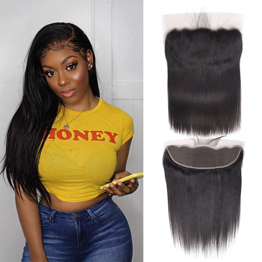 Straight Remy Human Hair 13x4 Lace Frontal Natural Black
