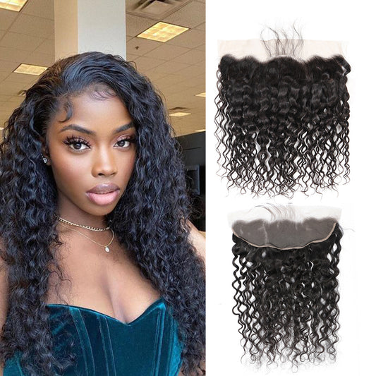 Water Wave Remy Echthaar 13 x 4 Lace Frontal Natural Black